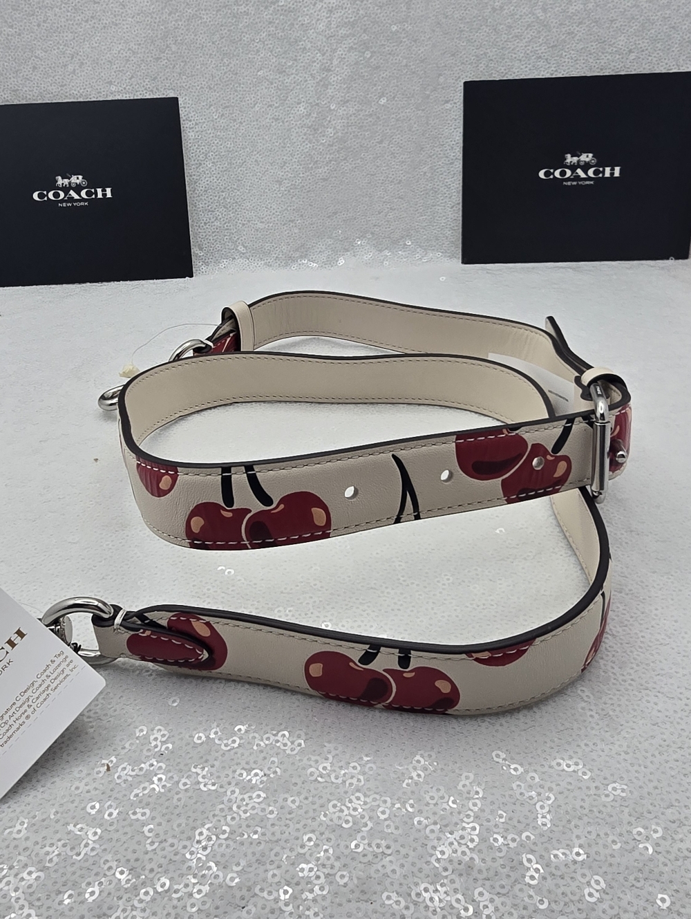 Coach Cherry Print Replacement Strap  Reversible Adjustable Bag Strap Leather